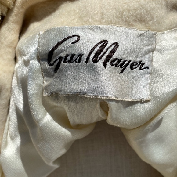 Vintage 1960s Gus Meyer Beige Wool Coat Honey Furry Collar 3/4 Sleeves L - Picture 8 of 16